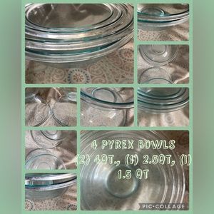 Set a four PYREX. Clear mixxing bowls